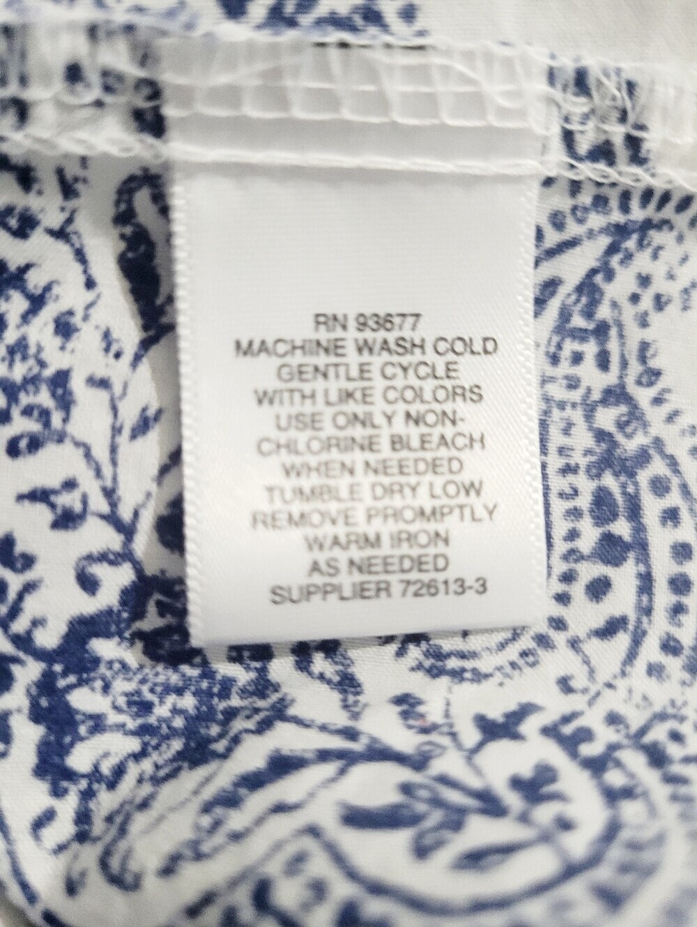 Liz Claiborne Womens Large Blue White Paisley Tunic Top 100% Cotton Boho Classic - Picture 7 of 12